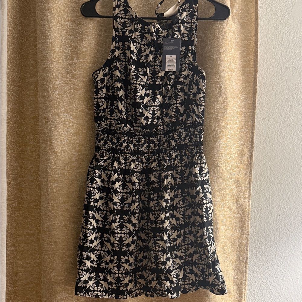 Universal Thread Black and Cream Floral Mini Dress